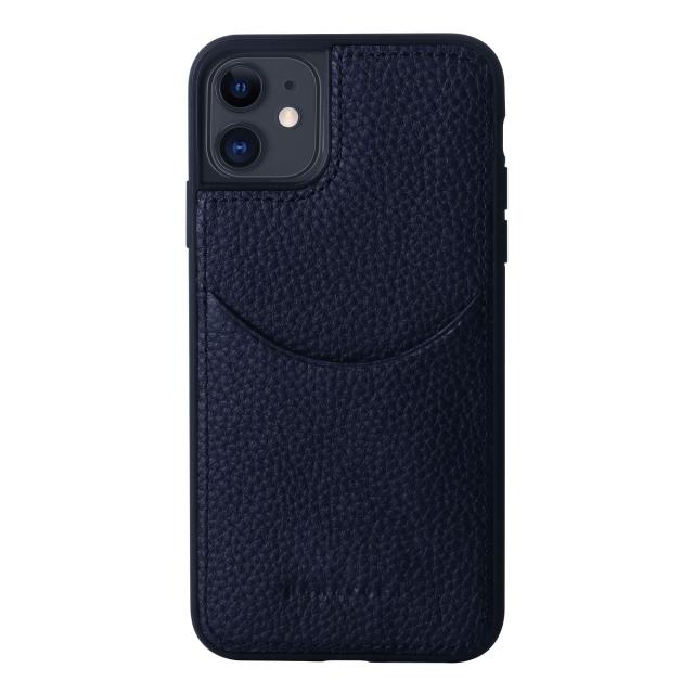 [HANATORA] iPhone11 本革ケース シュリンクカーフレザー カードポケット 耐衝撃 ハンドメイド ギフト おしゃれ シンプル 大人可愛い メンズ レディース スマホケース 青 紺 ネイビー ブルーインディゴ CPG-11-BlueIndigo