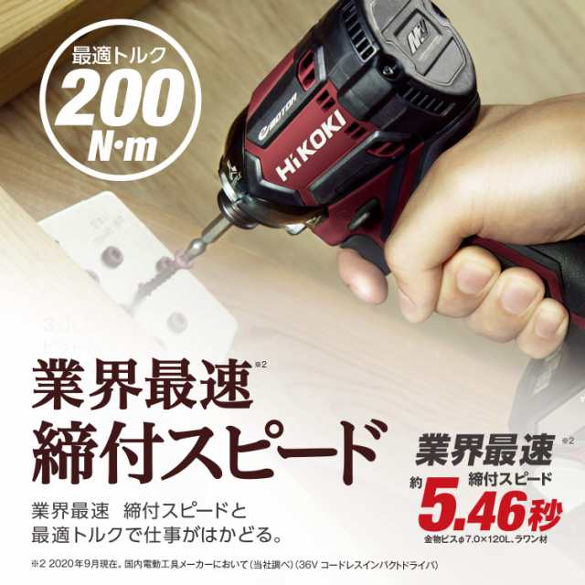 HiKOKI(ハイコーキ) 36Vインパクトドライバ WH36DC(NNG HiKOKI(ハイコーキ) 36Vインパクトドライバ WH36DC(NNG