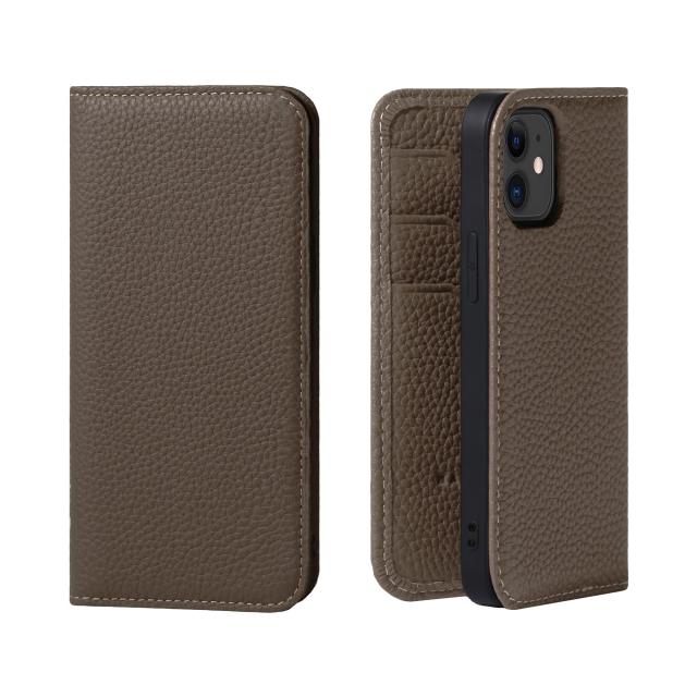 [HANATORA] iPhone12 mini ケース 手帳型 本革 シュリンクカーフレザー スマホケース 耐衝撃 磁石不使用 マグネットなし ハンドメイド ギフトにも最適品 ダイアリーケース Edel モール モグラ色 トープ 暗褐色 PH-12Mini-Taupe