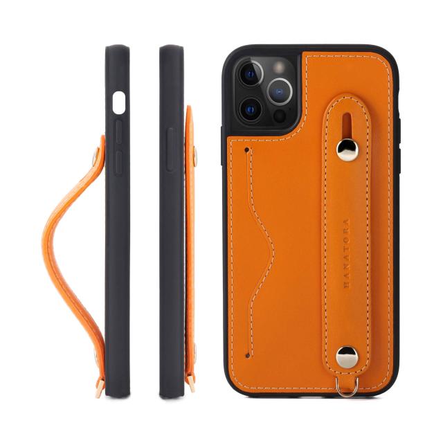 [HANATORA] iPhone12/iPhone12 Pro ケース 本革 グリップケース レザー ストラップ付属 イタリア製牛革 ヌメ革 片手操作 カード収納 スタンド機能 メンズ レディース オレンジ CGH-12Pro-Orangeの通販は 6,747円