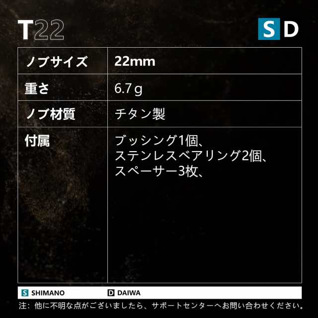 ゴメクサス T22 リールハンドルノブ チタン製 22mm ダイワ