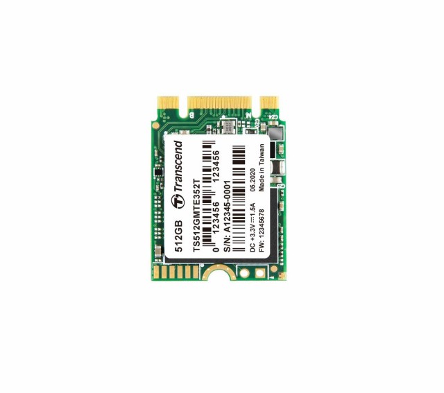 トランセンドジャパン 業務用/産業用 組込向け 512GB M.2 2230, PCIe Gen3x2/B+M Key, BiCS4 3D TLC NAND 高耐久 3年保証 TS512GMTE352T