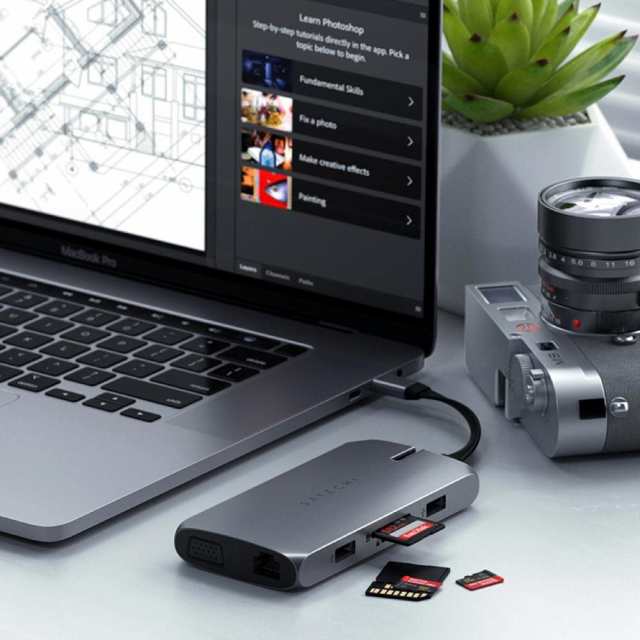 Satechi On-The-Go USB-Cハブ 9-in-1 (スペースグレイ) 4K HDMI(60Hz