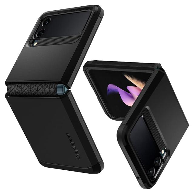 Spigen Galaxy Z Flip3 ケース [ SC-54B | SCG12 ] 2重構造 [TPU+PC] 米軍MIL規格取得 背面保護 全面保護 耐衝撃 カメラ保護 画面保護 傷防止 衝撃 吸収 Qi充電 ワイヤレス充電対応 ギャラクシー Z フリップ3 タフ・アーマー ACS03082 (ブラック)の通販は