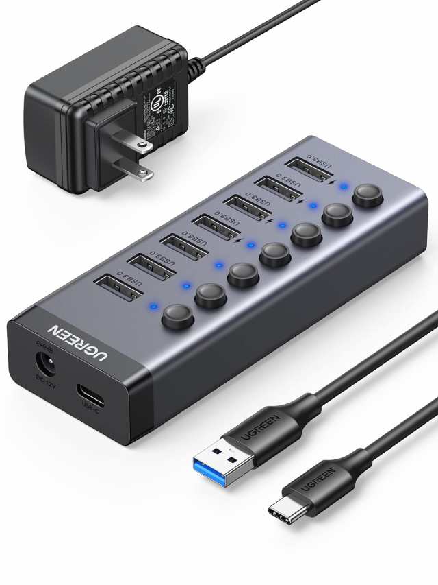 UGREEN USB 7 USB3.0 hub 5Gbps DC12V 2A AC USB C to A 1m 7 USB HDD USB USB au PAY Fleume au PAY