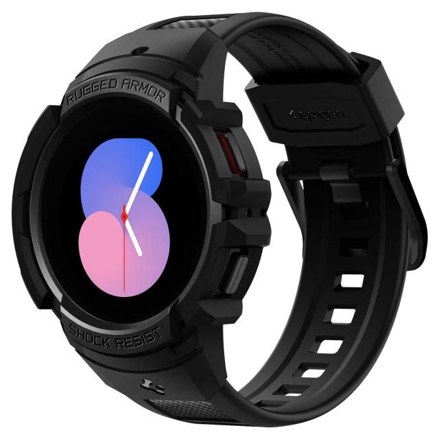 [Spigen] Galaxy Watch 5 バンド 40mm Watch 5 / 4 対応 体組成測定 可能 一体型 ケース カバー 耐衝撃 スポーツバンド 落下 衝撃 吸収 耐久性 傷防止 ラギッド・アーマー・プロ ACS03831 (ブラック)