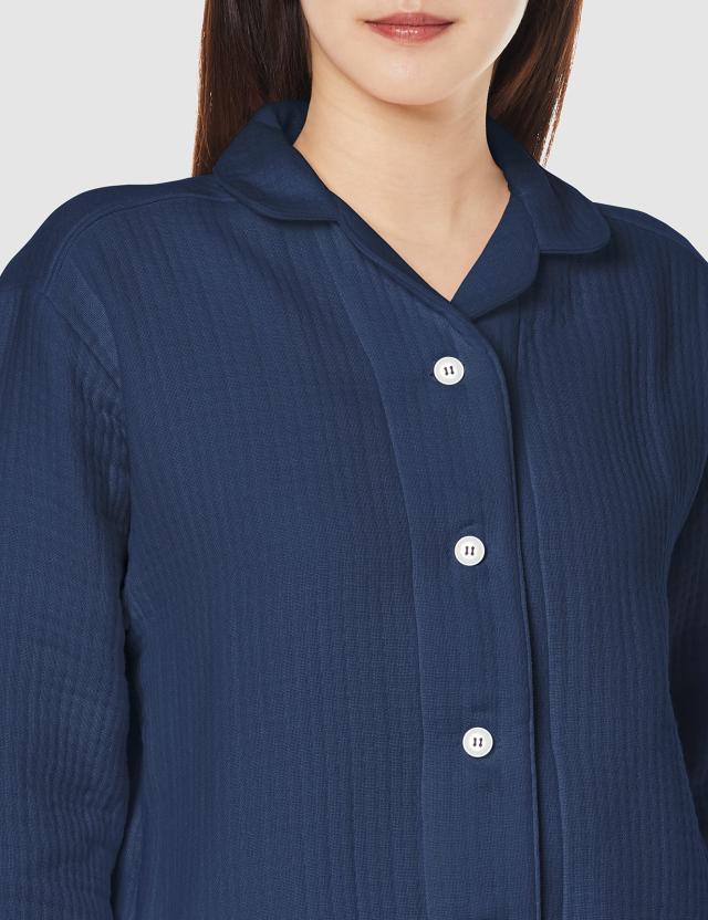 [グンゼ] パジャマ UCHINO 長袖長パンツ ワッフルインガーゼ レディース ネービーブルー LL グンゼ] パジャマ UCHINO 長袖長パンツ ワッフルインガーゼ レディース