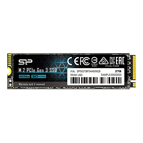 シリコンパワー SSD 2TB 3D NAND M.2 2280 PCIe3.0×4 NVMe1.3 P34A60シリーズ 5年保証 SP002TBP34A60M28