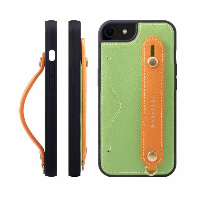 [HANATORA] iPhone 8/iPhone 7 /iPhone SE3/SE2 (第3世代・第2世代) ケース 本革 グリップケース エンボスレザー ストラップ付属 片手操作 カードポケット スタンド機能 メンズ レディース ヴェールクリケット/オレンジ NCGH-8SE-VertCriquet-OGの通販は