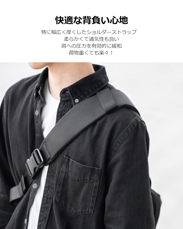 [tomtoc] ボディバッグ メンズ 大容量 11インチ iPad Pro対応 ワンショルダーバッグ 斜め掛けバッグ Switch OLED対応 スリングバッグ 鞄 軽量 タウンユース アウトドア ジム 通勤 通学 旅先 撥水 ブラック