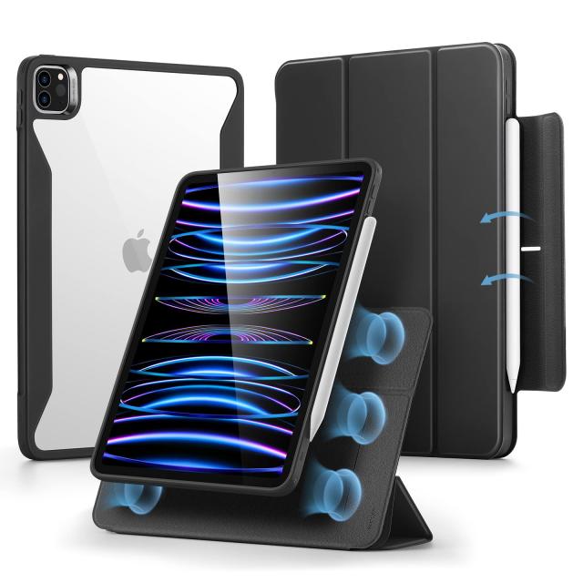ESR iPad Pro 11インチ ケース (2022/2021)用 第4/3世代対応 ハイブリッドケース ペンシルホルダー付き 取り外し可能な磁気カバー 垂直スタンド Rebound 360シリーズ ブラックの通販は 6,711円