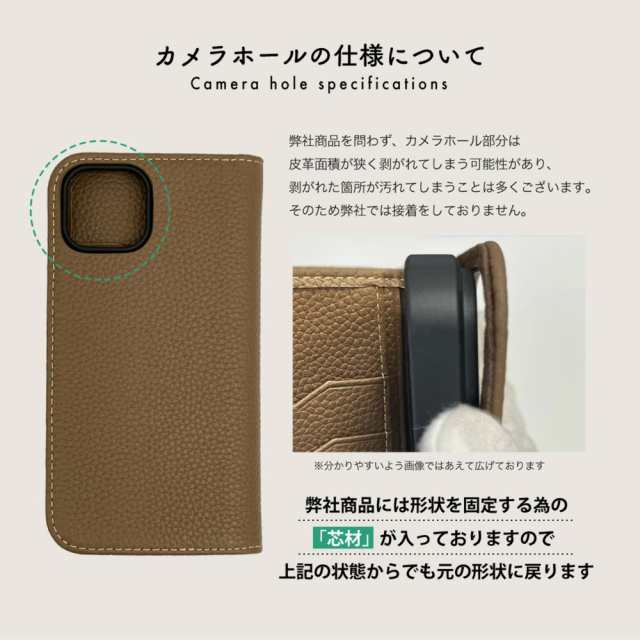 [HANATORA] iPhone12 mini ケース バイカラー 手帳型 本革 シュリンクカーフレザー スマホケース 耐衝撃 磁石不使用 マグネットなし ハンドメイド グレージュ ピンク PH-12Mini-Grege-PKの通販は