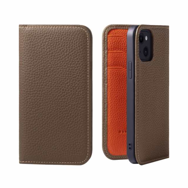 [HANATORA] iPhone8 / iPhone7 /iPhone SE3/SE2 (第3世代・第2世代) ケース バイカラー 手帳型 本革 シュリンクカーフレザー スマホケース 耐衝撃 磁石不使用 マグネットなし ハンドメイド トープ オレンジ PH-8-Taupe-OG…の通販は