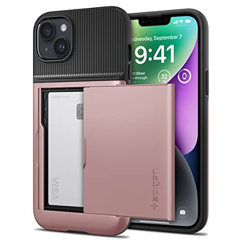 Spigen iPhone14 ケース 手帳型 耐衝撃 カード 収納ケース 2重構造 耐衝撃 米軍MIL規格取得 落下防止 IC カード ポケット パスケース ス