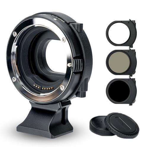 JJC EF-EOSR ドロップインフィルターマウントアダプター UVフィルター + CPLフィルター + 可変式NDフィルター (ND3-ND500調整可能) 付き Canon EF/EF-Sレンズ→RF マウント転換 Canon EOS R5 Mark II R100 R8 R50 R6II R7 R10 R3 R6 R5 R5C R RP カメラ用 取り外し可能な1/4-2
