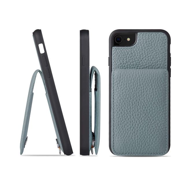 [HANATORA] iPhoneSE3/SE2 (第3世代・第2世代)/iPhone8/iPhone7 ケース 本革 シュリンクカーフレザー カードポケット フラップ スタンド機能 ショルダーストラップ 耐衝撃 ハンドメイド ギフト シンプル メンズ レディース スマホケース 水色 アイシーブルー SCPG-8SE-IcyBlueの通販は