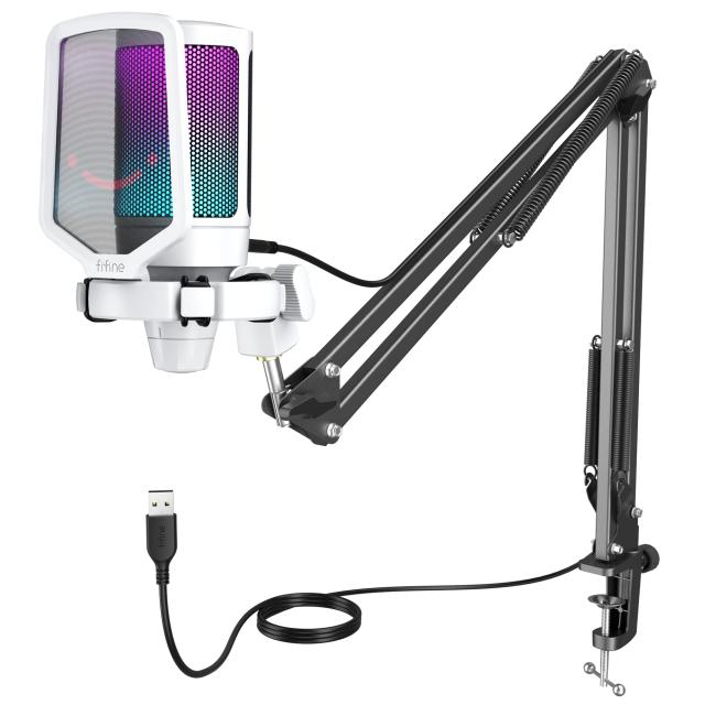 FIFINE コンデンサーマイクキット RGBライティング カーディオイド指向性 プラグ＆プレイ パソコン/プレステマイク USB-C→USB-Aケーブル付き ワンタッチミュート Windows MacOS PS4/PS5対応 AmpliGame A6TW マイクロホンキットの通販は 11,188円