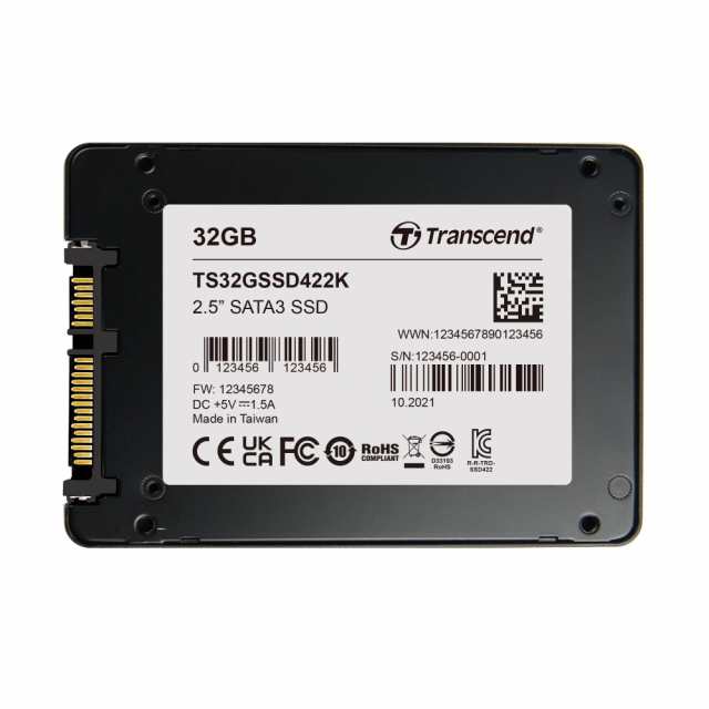 トランセンドジャパン 業務用/産業用 組込向けSSD 32GB 2.5SATA III 6Gb/s [TBW:90TB] 2D MLC NAND 高耐久 3年保証 TS32GSSD422K