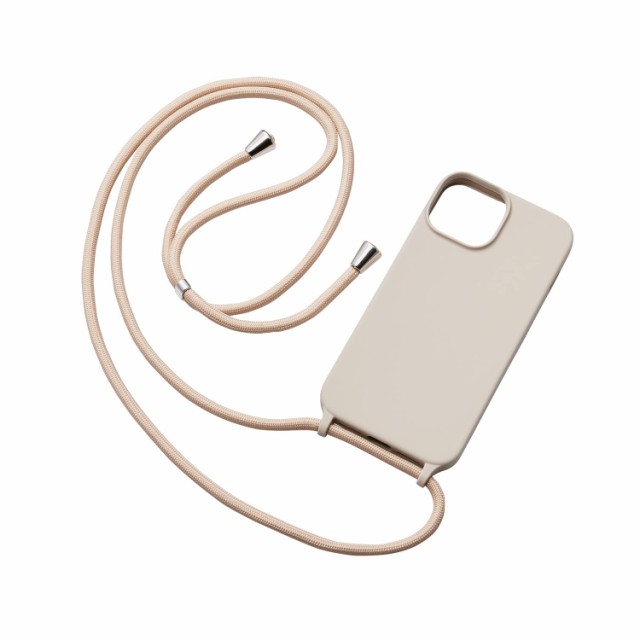 エレコム iPhone 14 / 13 ケース カバー ショルダーストラップ付き 長さ調節可能 シリコン ストラップホール付き グレージュ PM-A22ASCSS