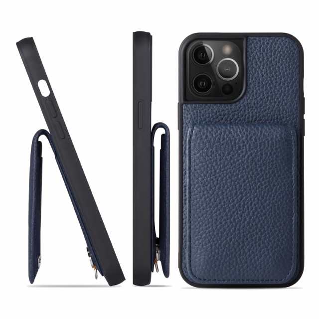 [HANATORA] iPhone 14 Pro Max ケース 本革 シュリンクカーフレザー カードポケット フラップ スタンド機能 ショルダーストラップ 耐衝撃 ハンドメイド ギフト シンプル メンズ レディース スマホケース 紺 ブルーインディゴ SCPG-14ProMax-BlueIndigoの通販は 9,062円