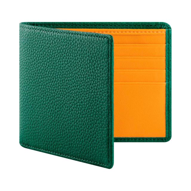 [hanatora] 本革 ミニ財布 シュリンクレザー 三つ折り財布 薄型 小さい財布 スリム コンパクト カードケース レディース メンズ サイフ 小銭入れ シンプル 3つ折り ウォレット 緑 グリーン PSA02-B-Green