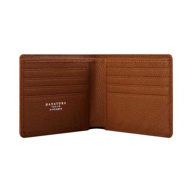 [hanatora] 本革 ミニ財布 シュリンクレザー 二つ折り財布 薄型 小さい財布 スリム コンパクト カードケース レディース メンズ サイフ 小銭入れ シンプル 2つ折り ウォレット 茶キャメル PSA02-A-Camel