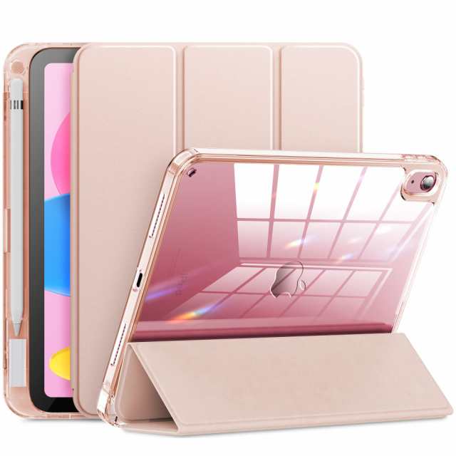 INFILAND iPad 第10世代 2022 用 ケース iPad 10.9インチ ケース iPad 10 第1世代Pencil吸着対応 全透明カバー 超軽量 薄型 ペンホルダー