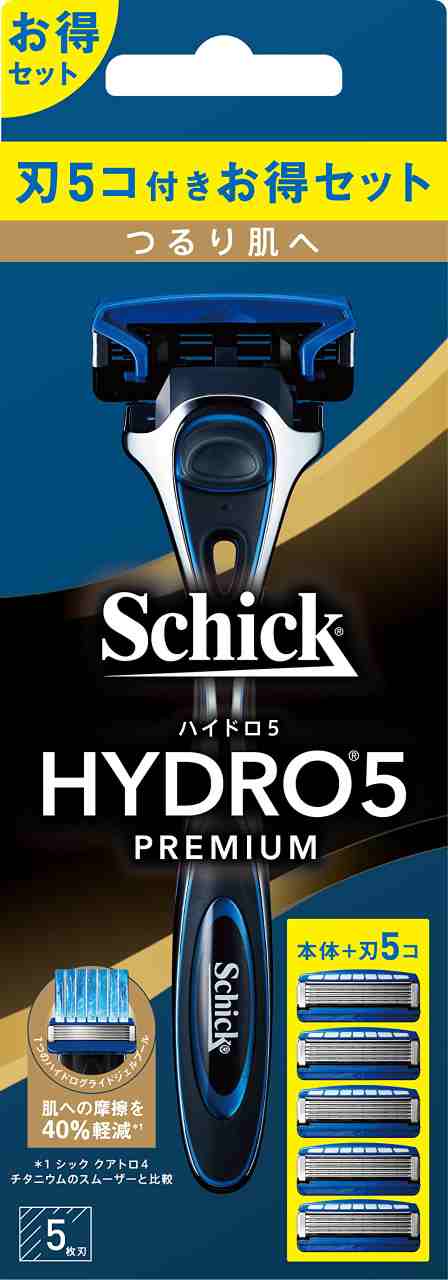 Schick(シック) ハイドロ5プレミアム つるり肌へ コンボパック(ホルダー(刃付き)+替刃4コ) 髭剃り カミソリ プラスチック 男性用 ブラッ