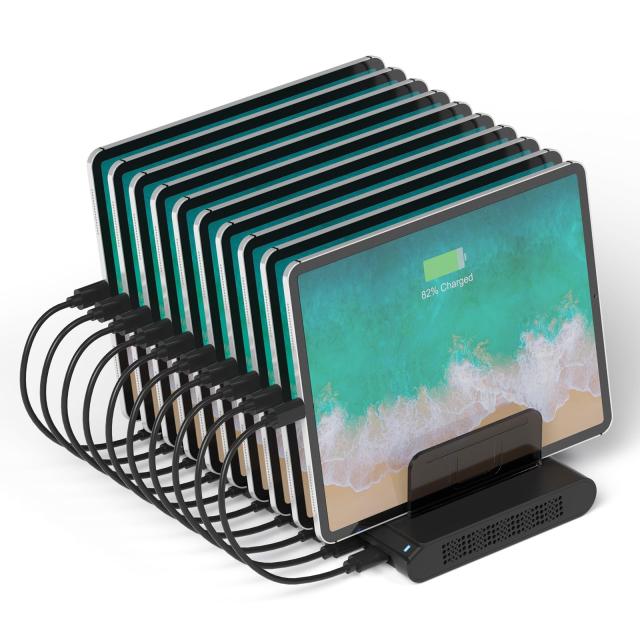 Unitek 2023冬 USB PD充電ステーション 10ポート QC3.0*1+USB-C 15W+PD45W*1 卓上充電スタンド 120W PSE認証済 10台同時充電 1.5A/2.4A/3A 複数 スマホ/タブレット/ラップトップ 仕切り板 間隔調整可能 アップルウォッチ収納スタンド 収納便利 卓上