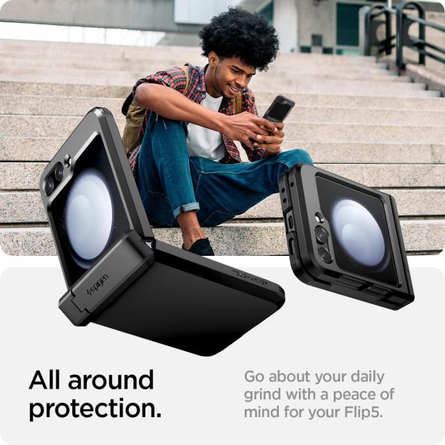Spigen Galaxy Z Flip5 ケース スタンド付き 3重構造 [TPU + PC + XRD