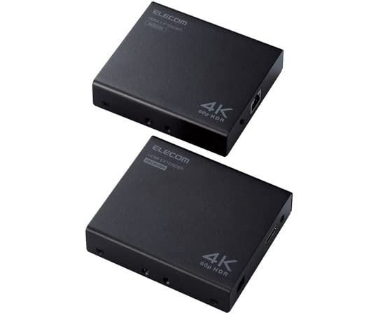 エレコム HDMIエクステンダー （4K60Hz対応) 最大70mの延長 長距離伝送 HDMI2.0b対応 HDCP 2.2対応 PoE対応 数台のディスプレイへの接続も可能 18Gbps メタル VEX-HD4KP1001A