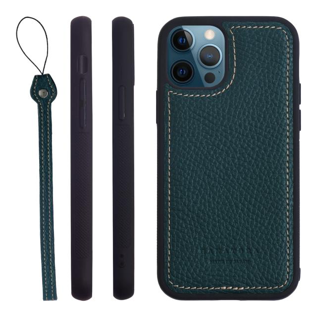 [HANATORA] iPhone11Pro ケース 本革 シュリンクカーフ レザー 日本製 シンプル 耐衝撃 ストラップ付属 緑 グリーン SPGJP-11Pro-Greenの通販は 5,344円