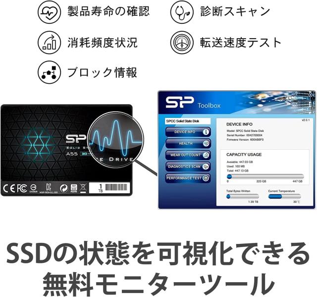 内蔵ソリッドステートドライブ 2.5インチ 低消費電力 アルミニウム合金ノートパソコンSSD PC用 (1TB) : ラップトップ SSD 耐衝撃 2.5 インチ SATA III 低消費