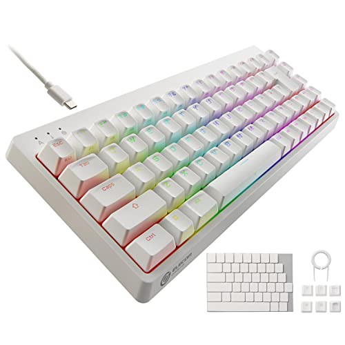 エレコム ゲーミングキーボード V-custom VK300S 有線 RGB テンキーレス 65%サイズ メカニカル ネオクラッチキーキャップ 銀軸 スピードリニア USBポート搭載 ホワイト TK-VK300SWHの通販は