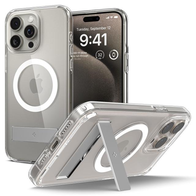 Spigen iPhone 15 Pro Max ケース クリア MagSafe対応 スタンド付き ウルトラ・ハイブリッドS・マグフィット ACS06583 (クリスタル・クリア)