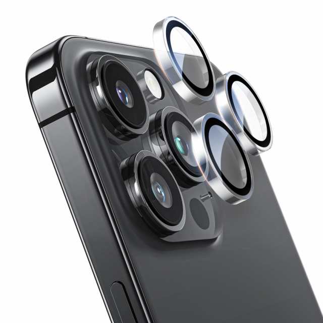NIMASO カメラカバー iPhone15Pro/iPhone15ProMax用 レンズカバー カメラ 保護 キズ防止 耐衝撃 貼りやすい 黒縁取り 露出オーバー防止