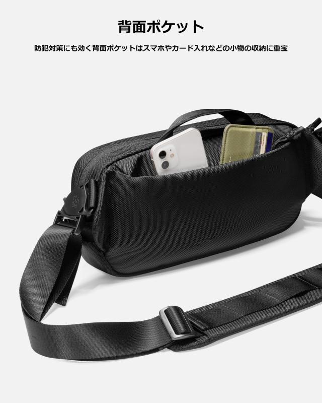 tomtoc ボディバッグ 5.5L スリングバッグ 斜めがけ メンズ チェスト カジュアル デイパック Steam Deck Switch iPad mini対応 ワンショルダーバッグ 撥水 ミニショルダー 鞄 タウンユース 街歩き ジム スポーツ アウトドア 旅行 通勤 黒