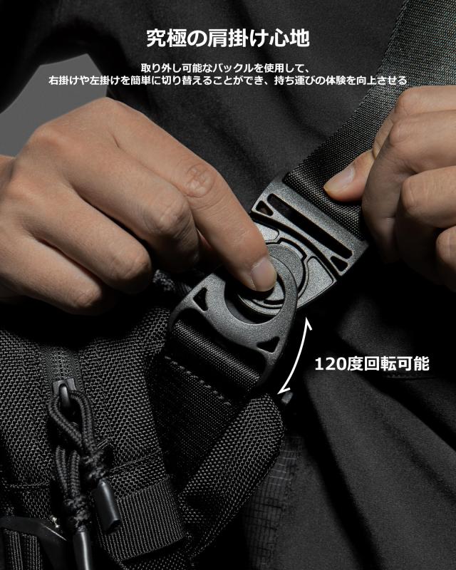 tomtoc ボディバッグ 5.5L スリングバッグ 斜めがけ メンズ チェスト カジュアル デイパック Steam Deck Switch iPad mini対応 ワンショルダーバッグ 撥水 ミニショルダー 鞄 タウンユース 街歩き ジム スポーツ アウトドア 旅行 通勤 黒