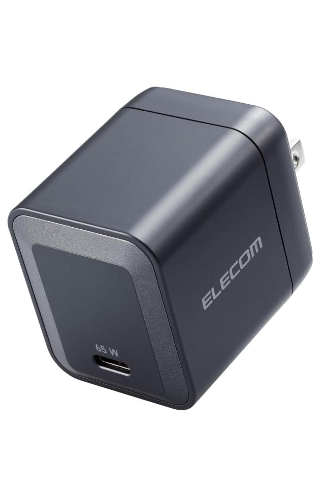 エレコム USB PD 充電器 65W 1ポート Type-C GaN採用 PPS対応 折りたたみ式プラグ PSE技術基準適合 [iPhone15 iPad Macbook スマートフォン、タブレット、パソコンなど対応] ブラック EC-AC6365BK