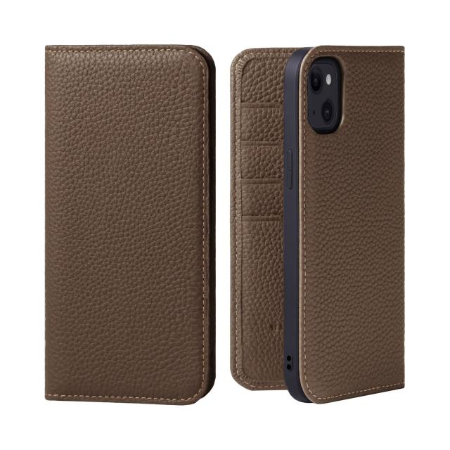 HANATORA for iPhone 15Plus ケース 手帳型 本革 スマホケース スマホ スタンド コードホルダー 付き シュリンクカーフレザー マグネットなし トープ PH-15Plus-Taupe ギフト 誕生日 女性 男性 彼女 お母