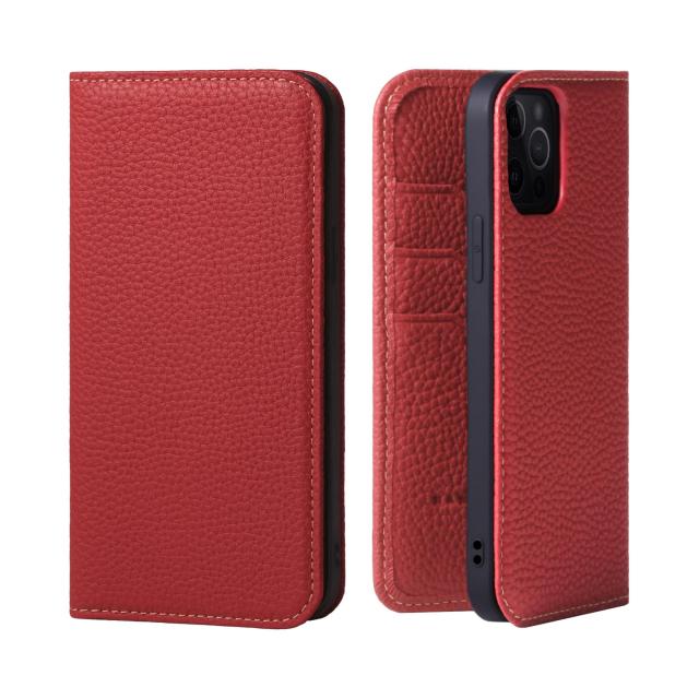 [HANATORA] iPhone 15 Pro ケース 手帳型 本革 シュリンクカーフレザー スマホケース 耐衝撃 磁石不使用 マグネットなし ハンドメイド ギフトにも最適品 ダイアリーケース Edel レッド PH-15Pro-Red