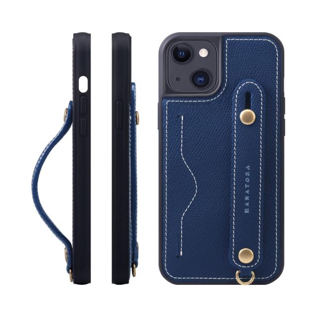 [HANATORA] iPhone 15 Plus ケース 本革 グリップケース エンボスレザー ストラップ付属 片手操作 カードポケット スタンド機能 メンズ レディース ネイビー NCGH-15Plus-Navyの通販は 5,704円