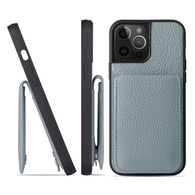 [HANATORA] iPhone 15 Pro Max ケース 本革 シュリンクカーフレザー カードポケット フラップ スタンド機能 ショルダーストラップ 耐衝撃 ハンドメイド ギフト シンプル メンズ レディース スマホケース 水色 アイシーブルー SCPG-15ProMax-IcyBlue