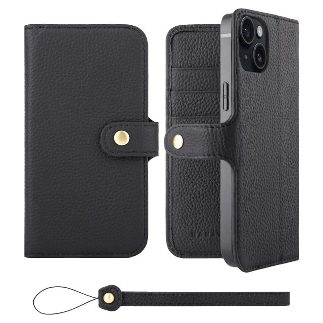 【在庫処分】HANATORA iPhone15 ケース 手帳型 本革 スマホケー HANATORA] iPhone15 ケース 手帳型 本革 シュリンクカーフレザー