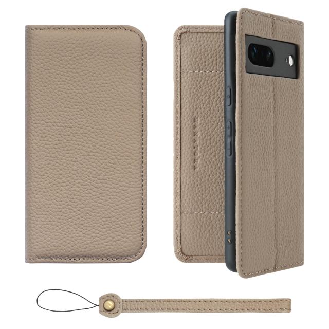 [HANATORA] Google Pixel 7 ケース 手帳型 本革 シュリンクカーフレザー スマホケース スタンド機能 ベルトなし マグネットなし グレージュ H0XA-GP7-Gregeの通販は