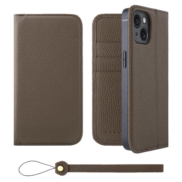 [HANATORA] iPhone15 ケース 手帳型 本革 シュリンクカーフレザー スマホケース スタンド機能 ベルトなし マグネットなし トープ H0XA-15-Taupe 6,594円