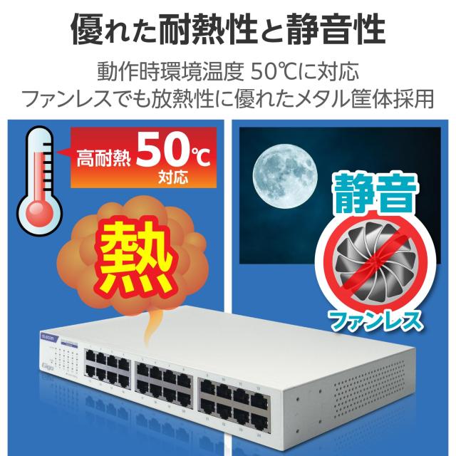 エレコム スイッチングハブ ギガビット 24ポート 電源内蔵 金属筺体