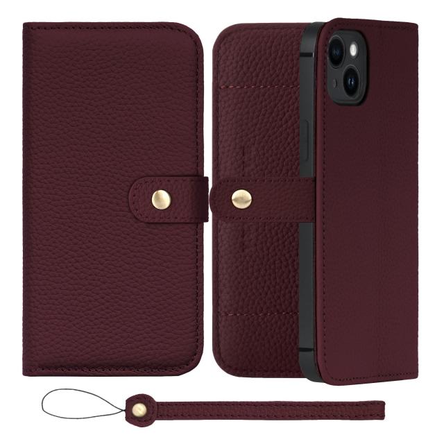[HANATORA] iPhone14Plus ケース 手帳型 本革 シュリンクカーフレザー スマホケース スタンド機能 ベルトあり マグネットなし ワインレッド H1SPB-14Plus-Wineの通販は 6,968円