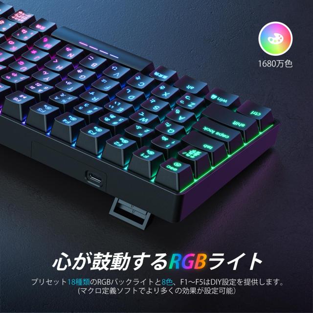 iClever ゲーミングキーボード テンキーレス 赤軸 メカニカル