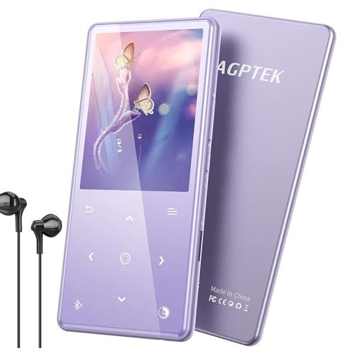 AGPTEK MP3プレイヤー パープル 日本正規品 Bluetooth 5.0 スピーカー内蔵 2.4インチ HiFi 音楽プレーヤー MP3プレーヤー ミュージックプ